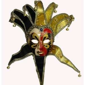 Masquerade Jester Masks in Black and Red Opposite with Collars for 