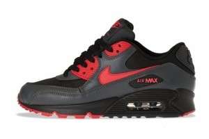 Nike Air Max 90 Black, Anthracite, and Siren Red Running Shoes  