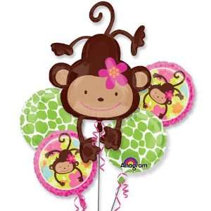  Monkey Love 5 Piece Mylar Balloon Bouquet: Toys & Games