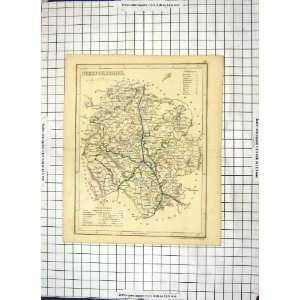   Antique Map Herefordshire England Hereford Bromyard