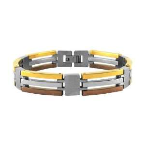 com Triple Color Bracelet Stainless Steel, Cappuccion PVD, Rose Gold 