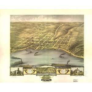    1870 Birds eye map of Stillwater, Minnesota