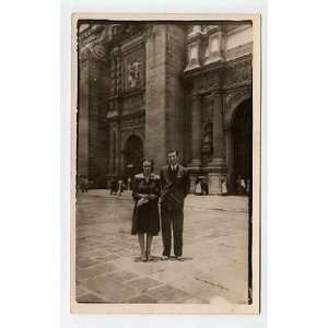  Man and Woman in Mexico City Square Real Photo Postcard 