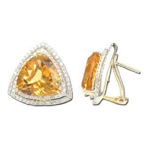   and Elegant Trillion Cut Citrine and Diamond Gemstone Earring: Jewelry