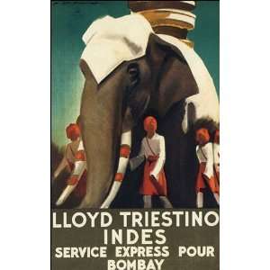  LLOYD TRIESTINO SERVICE EXPRESS BOMBAY INDIA ELEPHANT 