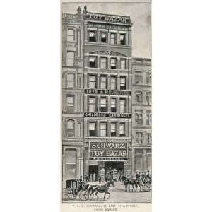  1893 Print FAO Schwarz Toy Bazaar Building New York NYC 