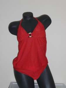 New Athena Red Bikini Tankini Swimsuit SZ 10 12  