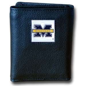 College Tri fold Leather Wallet   Michigan Wolverines