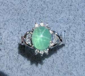 LINDE LINDY TRN SPRING GREEN STAR SAPPHIRE CREATED RING  