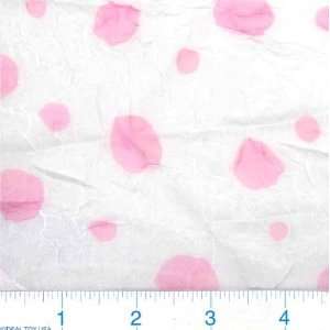  52 Wide Crinkled Sheer White/Pink Polka Dot Fabric By 