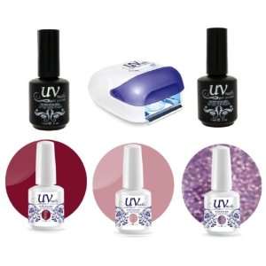  UV Nails Gel Uv Lamp Pro + Base & Top Coat + 3 polishes 