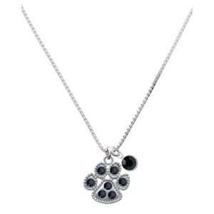  Crystal Paw Charm Necklace with Jet Black Swarovski Cry Jewelry