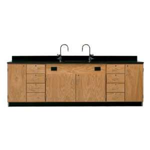  Wall Service Bench with Storage Cabinets Eight Drawers and 