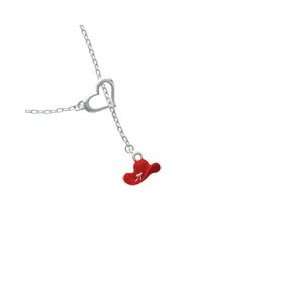  Red Cowboy Hat Heart Lariat Charm Necklace [Jewelry 