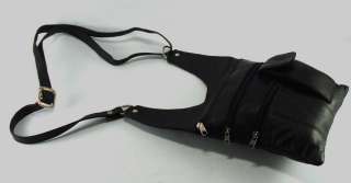   Sling Messenger Leather Travel Purse Black Cross Body Bag B1  
