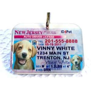  Jersey Driver License Pet Identification Tag for Cats or Dogs: Pet