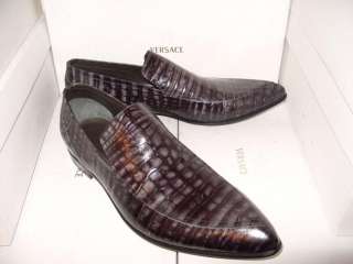 AUT VERSACE SIZE10½ 43½ CROCODILE LEATHER SHOES LOAFERS  