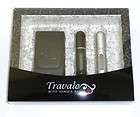   TRAVALO GIFT SET BLACK LEATHER CASE WITH BLACK AND SILVER ATOMIZER