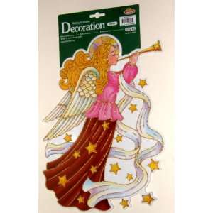   Angel Christmas Holiday Vinyl Glitter Window Cling: Home & Kitchen