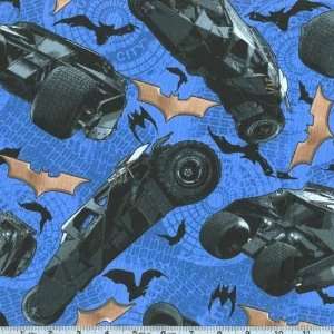  45 Wide Batman Batmobile Blue Fabric By The Yard: Arts 