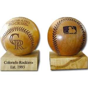  Colorado Rockies MLB Laser Engraved Wood Baseball: Sports 