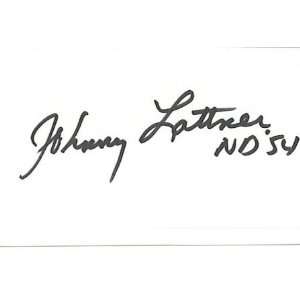  Johnny Lattner Signed Index Card Great For Framing Sports 