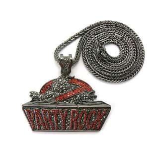  Black Iced Out LMFAO Party Rock DJ Turntable Pendant with 