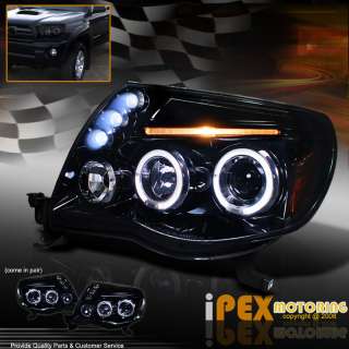 05 11 Toyota Tacoma Glossy Pearl Black Dual Halo LED Projector Head 
