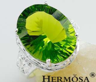   Delicate Round Peridot Topaz Awesome Sterling 925 Silver Ring s.7 GIFT