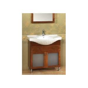    H01 31 Bathroom Vanity Set W/ Ceramic Sinktop & Wood Framed Mirror