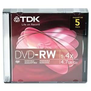  TDK48425 TDK 48425   DVD RW Discs, 4.7GB, 4x, w/Jewel 