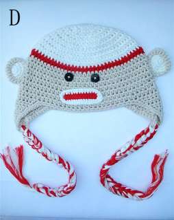 Cute Sock Monkey Ski Style Knit Hat / Beanie / Cap For Baby / Toddler 