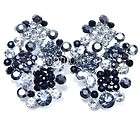 white gold pt square puzzle pixel round cloud crystal studs ear ring 