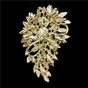   14 Flower Drop Oval Pin Brooch Topaz Swarovski Crystal Pendant  