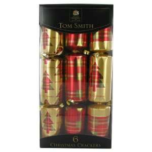  Christmas Crackers   Red and Gold Tartan Cube Crackers   6 