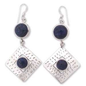  Lapis lazuli dangle earrings, Diamond Moon Jewelry