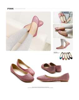 New Womens Ballet Flat Loafers Cute Comfort Glitter Low Heels Multi 