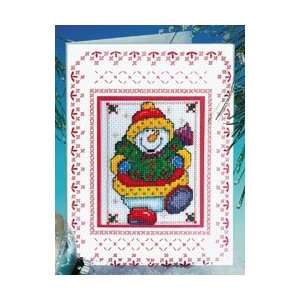 Tobin Dancing Snowman Greeting Card Counted Cross Stitch Kit 4 1/2X6 