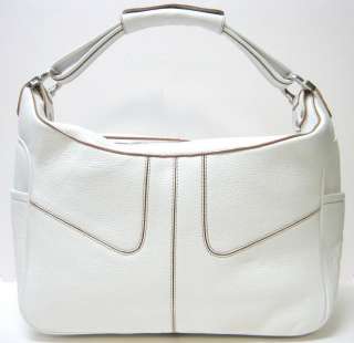 NEW! JP TODS Large Micky Leather Handbag Purse, White,  