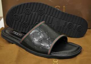 Gucci Mens Shoes Barceloneta GG Sandal Slide Black 236613 FU4X0 1060 $ 