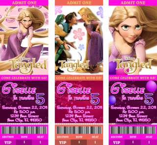 Tangled Birthday Party Personalized Ticket Invitations  