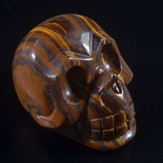 Y1102 Carved Iron tiger eye skull figurine  