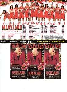   Maryland Terps 2011 12 Womens Basketball schedules Magnet & pocket