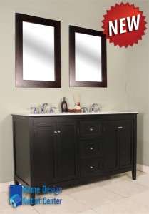 60 Double Sink Bathroom Vanity Contemporary Wood Black Cabinet W 
