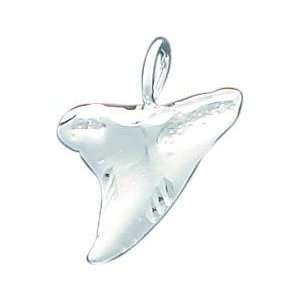  Sterling Silver Diamond Cut Shark Tooth Pendant: Jewelry