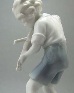 Vintage Metzler & Ortloff Boy w/ Violin Ducks Figurine  