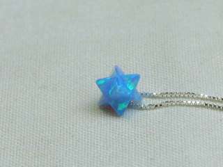 Star of David 3D Opal Pendant Necklace 925 Silver  