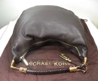 NEW MICHAEL KORS Skorpios Calfskin Leather Crescent Hobo Bag Teak 