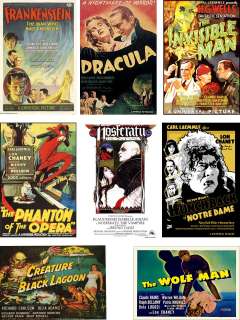 CLASSIC HORROR MOVIE POSTERS On 8 Magnet Set   WoW  