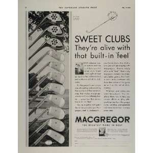 1932 Ad Macgregor Golf Course Clubs Woods Irons Green   Original Print 